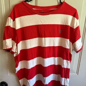 Red and White American Eagle Striped T-Shirt